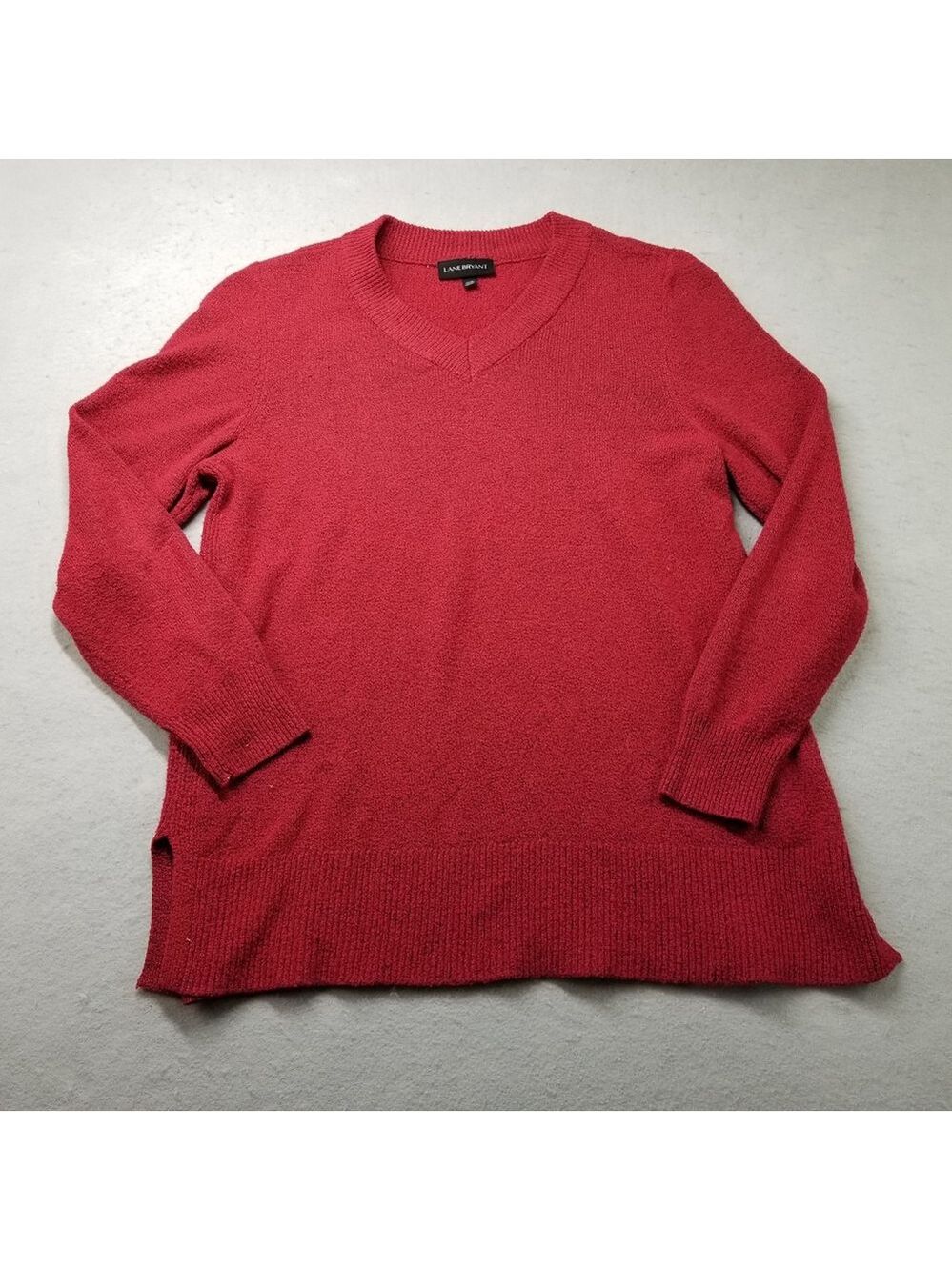 Lane Bryant Sweater Womens Size 14/16 Plus Red V-Neck Pullover Knit